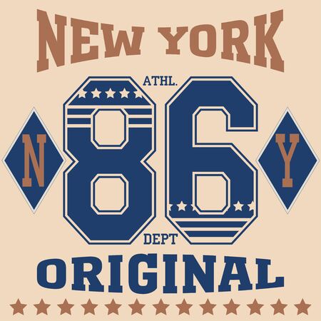 New york Brooklyn sport typography t-shirt. New york College fashion design print for t-shirt. New york sports Graphics, New york T-shirt Printing Design, original wear, Brooklyn sportswear apparelのイラスト素材