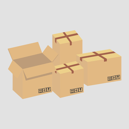 brown boxes packagingのイラスト素材