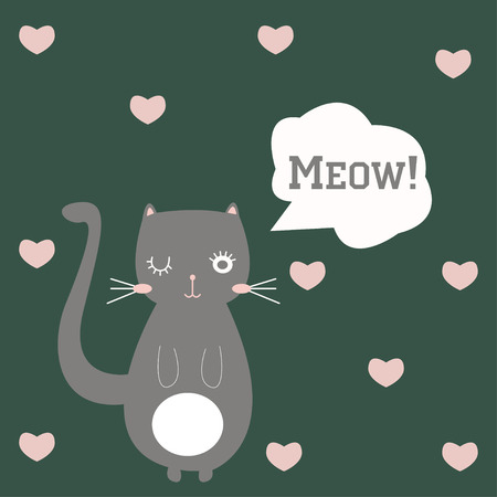 cute cat illustration, cute cartoon charactersのイラスト素材