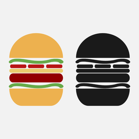 burger icon  in black and color variants. illustrationのイラスト素材