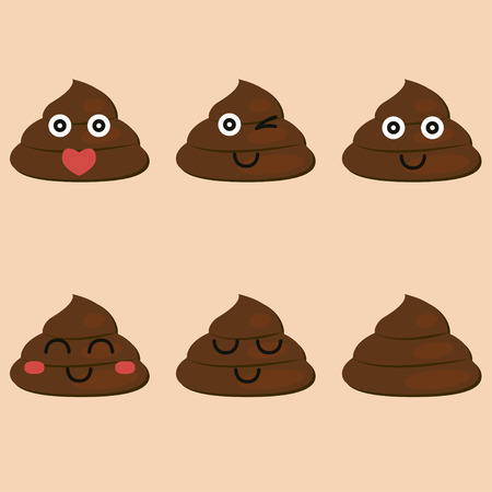 set of cut poop emoticon smileys isolated - vectorのイラスト素材