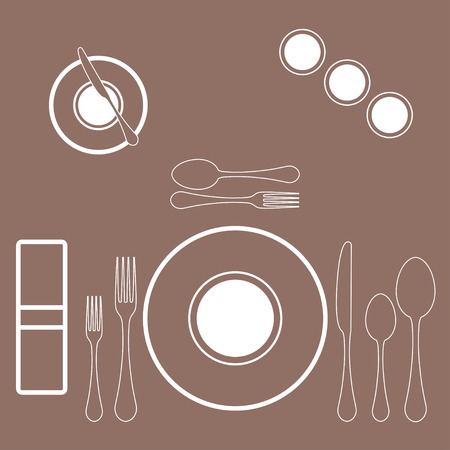 decorated table with plate, knife and fork - vectorのイラスト素材