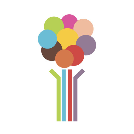 Abstract background with lines and color circles. Growth tree concept for communication, business, technology, ecology, network and web designのイラスト素材