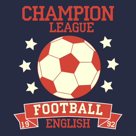 English football typography. Soccer fashion design print. English Sport Typography. Football English sports Graphics, Football English Champion League t-shirtのイラスト素材