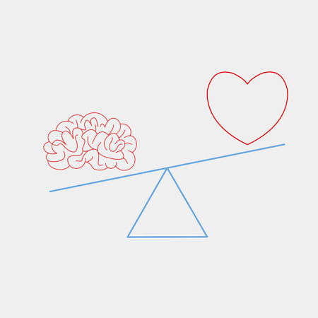 heart and brain on the scaleのイラスト素材