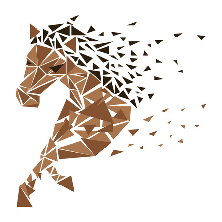 Horse particles icon design. Galloping brown horse particles - illustrationのイラスト素材