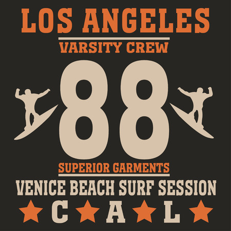 Los angeles California surf typography, t-shirt graphics - vectorのイラスト素材