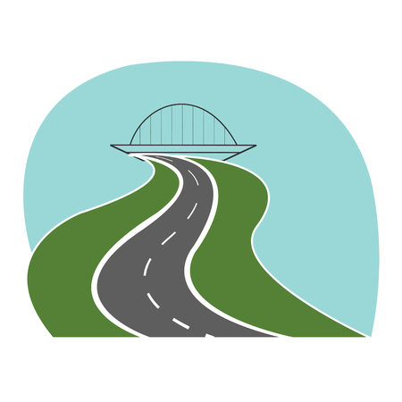 Highway road passes under the bridge - vetorのイラスト素材