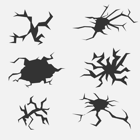 Cartoon ground holes and cracks vector set - vectorのイラスト素材