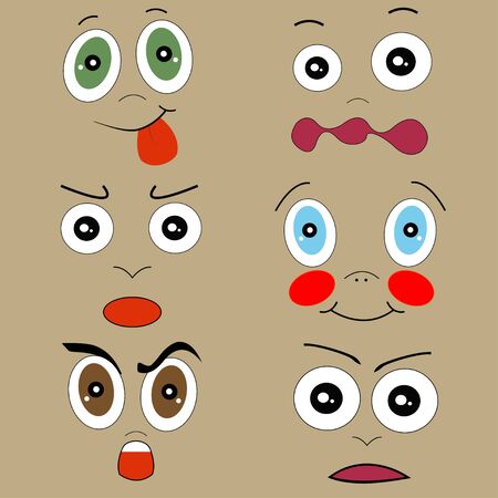 illustration-of-different-facial-expressionsのイラスト素材