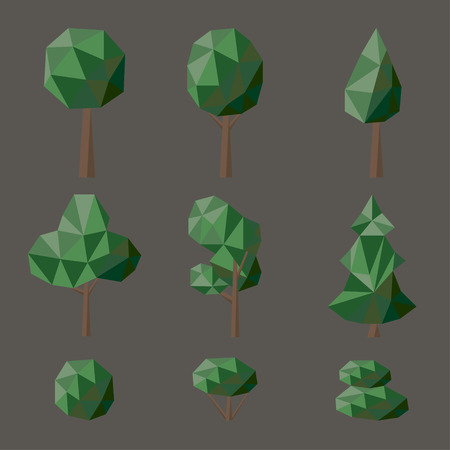 Set polygonal deciduousのイラスト素材