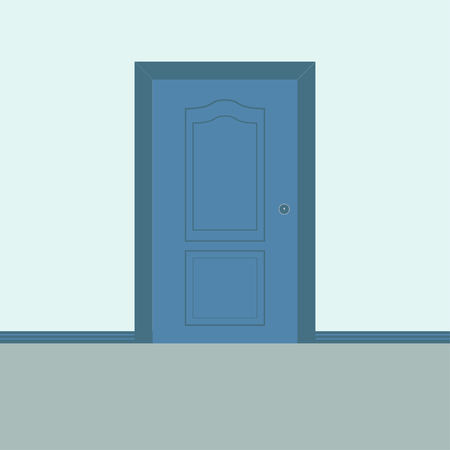 Closed blue entrance doorのイラスト素材