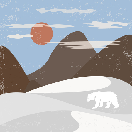 desert with mountains bear snow winter - vectorのイラスト素材
