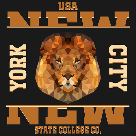 New york  typography fashion sport, t-shirt graphics lion - vectorのイラスト素材