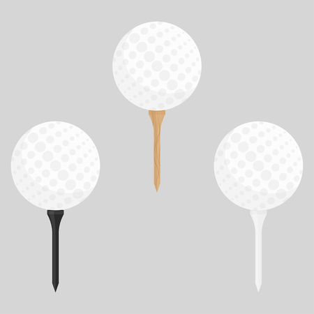 Black, wooden and white golf tees set with ball vector illustration.のイラスト素材