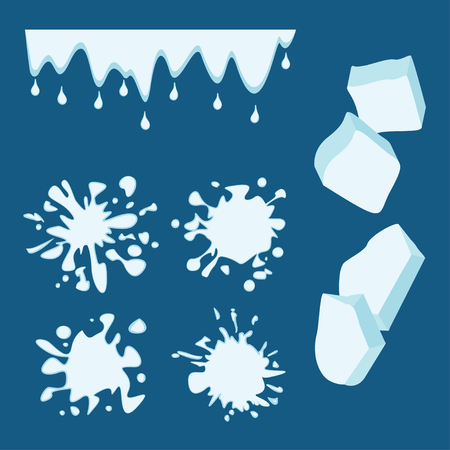 Ice drops vector set. Splashing template illustrationのイラスト素材