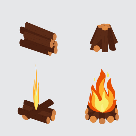 Bonfire and burning woodpile vectorのイラスト素材