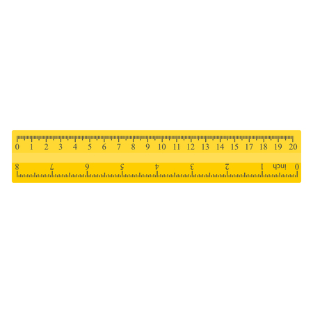Color yellow measuring ruler, 20 centimeters and 8 inch, stationery vectorのイラスト素材