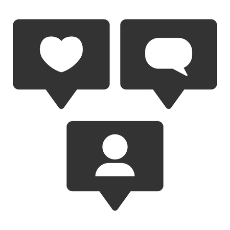 Social media notifications icons set. Like, follower, commentのイラスト素材