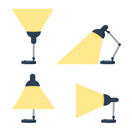 Table office retro desktop lamp lighting. Bright business ideas setのイラスト素材