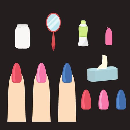 Flat design vector illustration set icon of cosmetics for make up and manicure. Isolated designのイラスト素材