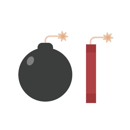 Bomb with fire icon set design vectorのイラスト素材
