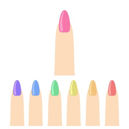 Nail icon set flat design isolated on white background, manicure vectorのイラスト素材