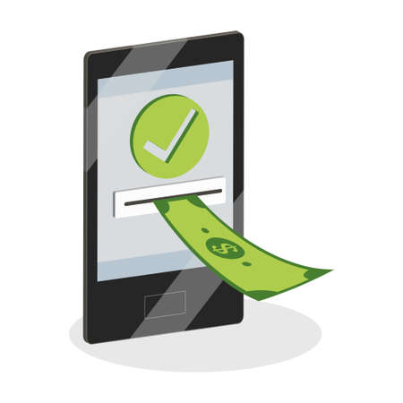 Online payments concept. Smartphone with money iconのイラスト素材