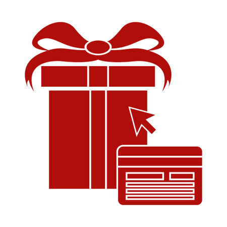 Online shopping with credit card. Buy gifts icon vector illustration designのイラスト素材