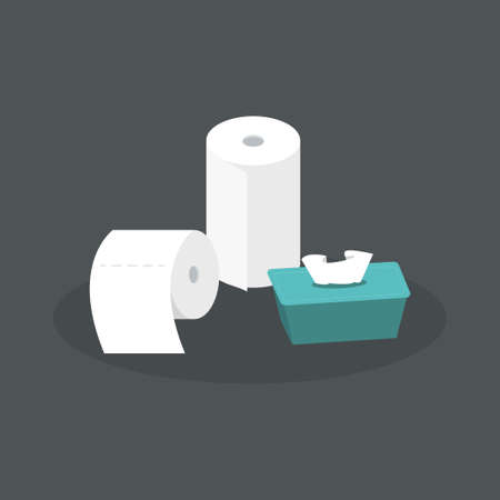 Paper products set. Cleaning. Toilet paper. Tissue icon vector illustration designのイラスト素材