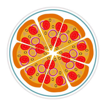 Pizza on the plate icon vector illustration design isolatedのイラスト素材