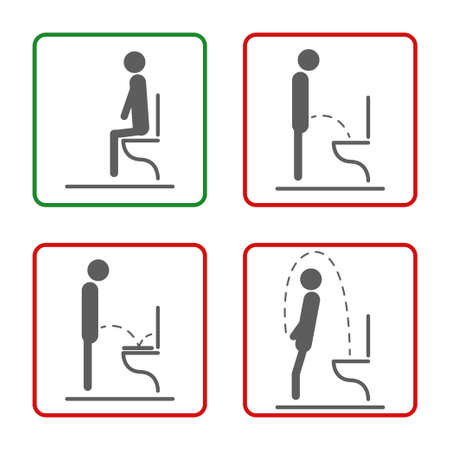 Toilet rules icons set for men vector illustration design isolated conceptのイラスト素材