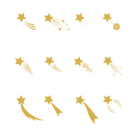 Falling stars vector set Icons of meteorites and comets new vector illustration design isolatedのイラスト素材
