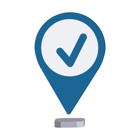 Checkmark geolocation map, point location icon vector illustration designのイラスト素材