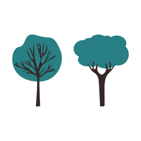 Tree set with green leafs vector illustration design isolatedのイラスト素材