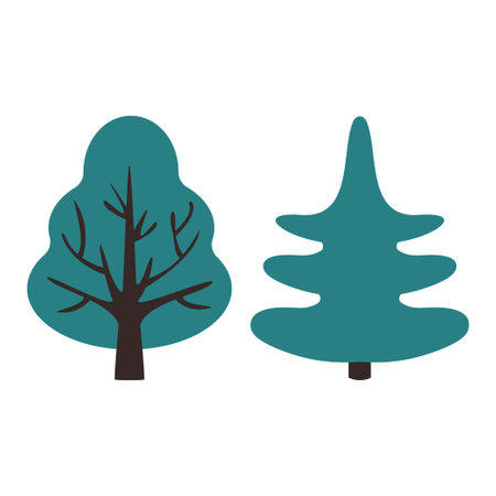 Tree set with green leafs vector illustration design isolated Plantのイラスト素材