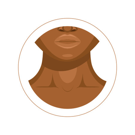 Human dark-skinned throat, clavicle, lips and nose vector illustration design isolatedのイラスト素材