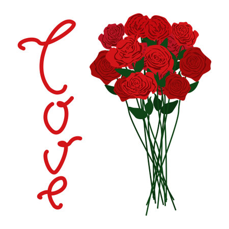 Love and flowers. Red roses icon vector illustration design isolatedのイラスト素材
