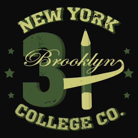 pencil bklyn Fashion Typography Graphics. New York Sport Brooklyn team T-shirt Design, vector illustrationのイラスト素材