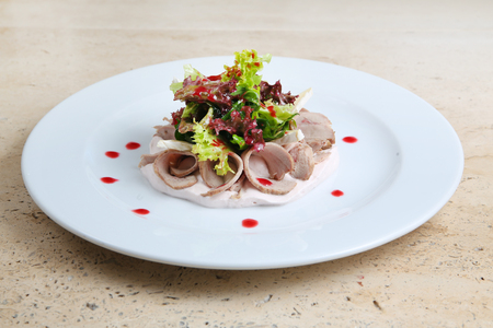 Salad with ham and cheeseの写真素材