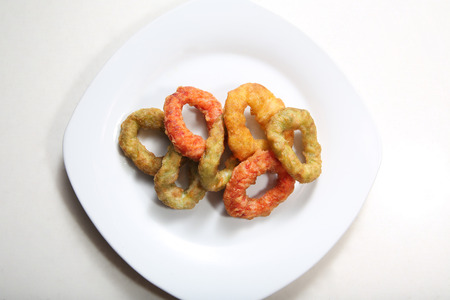 Fried onion rings. Fast foodの写真素材