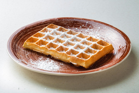 Whole wheat Belgium waffle horizontal viewの写真素材