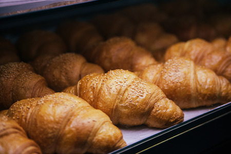 Just baked appetizing croissantsの写真素材