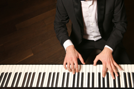 Pianist playing piano.の写真素材