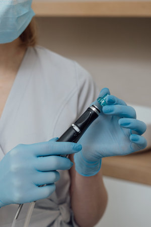 Cleaning, lifting, rejuvenation, moisturizing face treatment machine in beauty clinic
