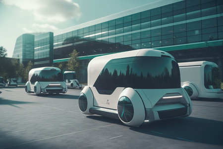 A futuristic ambulance car oh the future. Generative Aiの素材