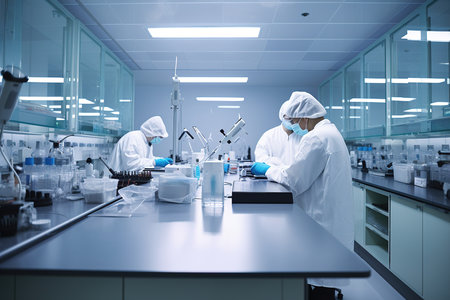 Health care researchers working in life science laboratory, medical science technology. Generative Aiの素材