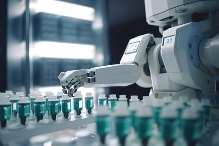 bottles for pharmaceutical and healthcare medication and drug research labs concepts. Generative Aiの素材