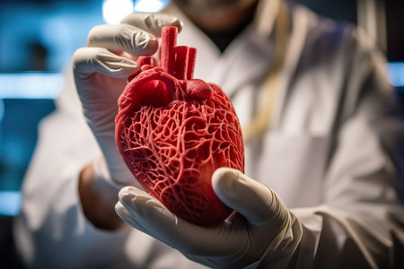 Creating artificial heart , medical 3D printing of heart. biological engineering. AI Generativeの素材