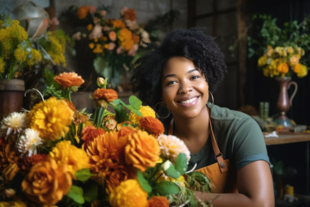 Portrait of entrepreneur of flower shop. Small business conceptの写真素材